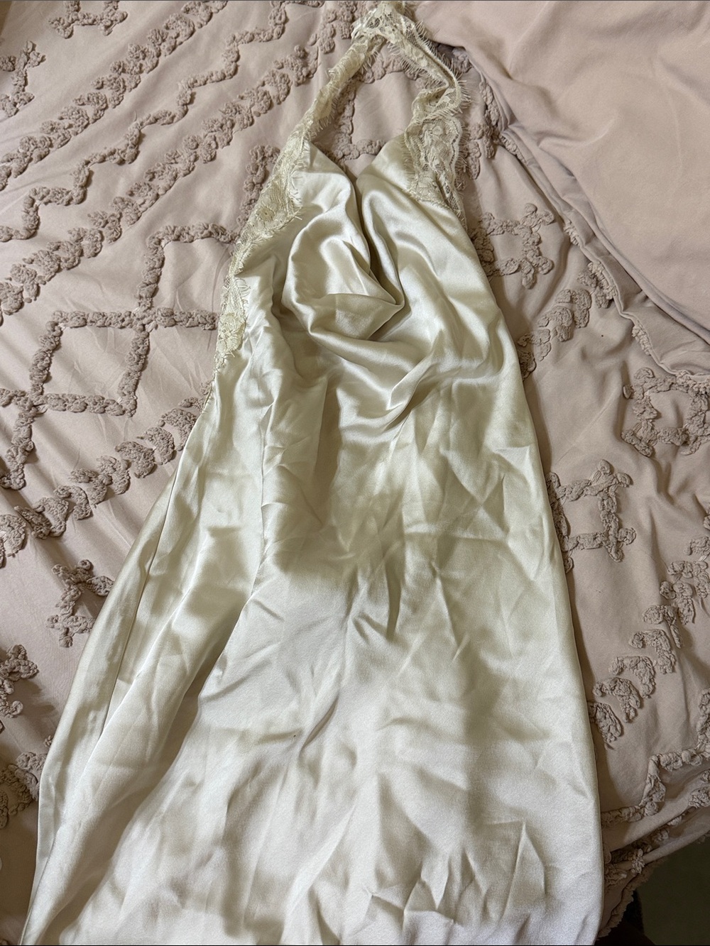 H&M Asymmetrical Champagne Lace-Trim Slip Dress - Picture 3 of 3